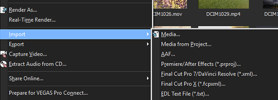 VEGAS Pro 15 - Flexible project interchange
